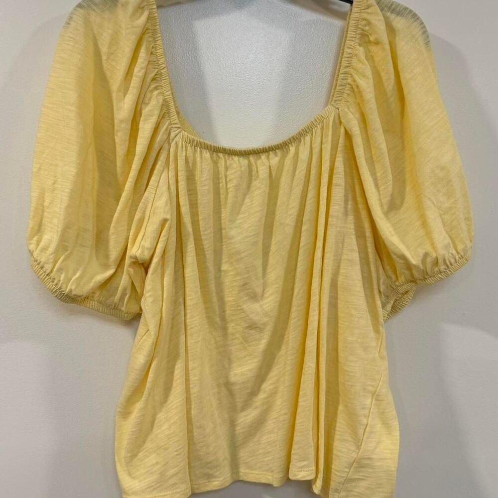Old Navy Plus Women's Yellow Blouse XXL Cottagecore Soft Girl Square Neck New - Picture 2 of 5